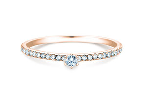 Anello di Fidanzamento Classic Pavé in 18K oro rosa con diamanti 0,20ct G/SI