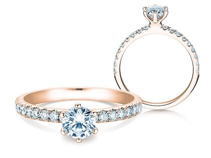 Anello di Fidanzamento Classic Pavé in 14K oro rosa con diamanti 0,86ct G/SI