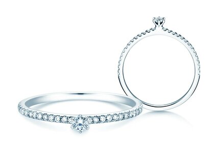 Anello di Fidanzamento Classic Pavé in 9K oro bianco con diamanti 0,20ct G/SI