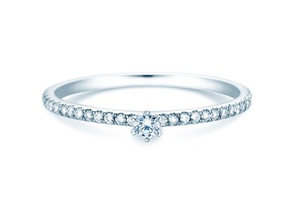Anello di Fidanzamento Classic Pavé in 14K oro bianco con diamanti 0,20ct G/SI