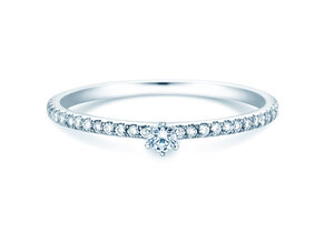 Anello di Fidanzamento Classic Pavé in 14K oro bianco con diamanti 0,20ct G/SI