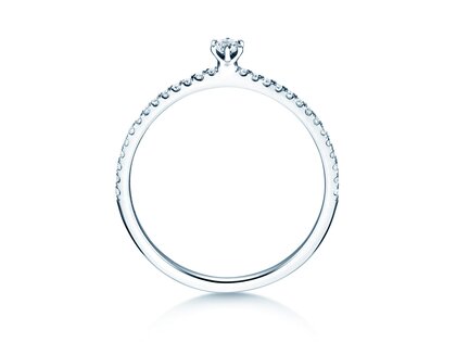 Anello di Fidanzamento Classic Pavé in 14K oro bianco con diamanti 0,20ct G/SI