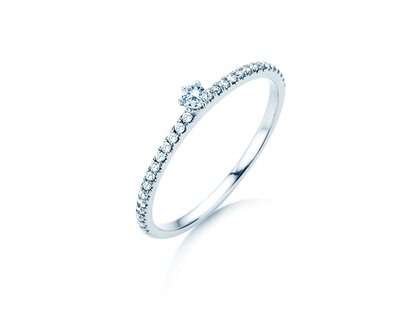 Anello di Fidanzamento Classic Pavé in 14K oro bianco con diamanti 0,20ct G/SI