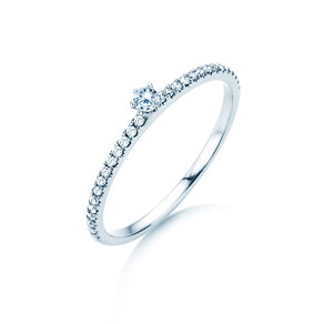 Anello di Fidanzamento Classic Pavé in 14K oro bianco con diamanti 0,20ct G/SI