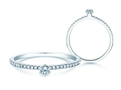 Anello di Fidanzamento Classic Pavé in platino 950/- con diamanti 0,30ct G/SI