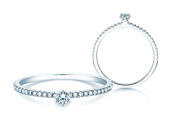 Anello di Fidanzamento Classic Pavé in 18K oro bianco con diamanti 0,30ct G/SI