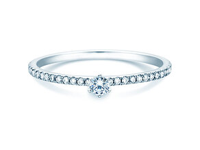 Anello di Fidanzamento Classic Pavé in 18K oro bianco con diamanti 0,30ct G/SI