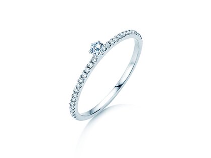 Anello di Fidanzamento Classic Pavé in 18K oro bianco con diamanti 0,30ct G/SI