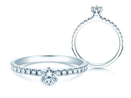 Anello di Fidanzamento Classic Pavé in 18K oro bianco con diamanti 0,40ct G/SI
