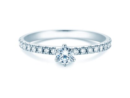 Anello di Fidanzamento Classic Pavé in 18K oro bianco con diamanti 0,40ct G/SI