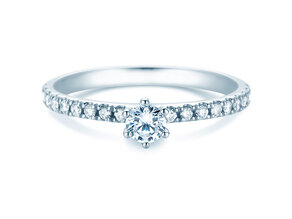 Anello di Fidanzamento Classic Pavé in 18K oro bianco con diamanti 0,40ct G/SI
