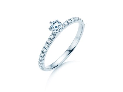 Anello di Fidanzamento Classic Pavé in 18K oro bianco con diamanti 0,40ct G/SI