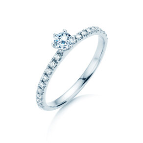 Anello di Fidanzamento Classic Pavé in 18K oro bianco con diamanti 0,40ct G/SI