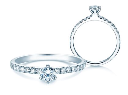 Anello di Fidanzamento Classic Pavé in 14K oro bianco con diamanti 0,50ct G/SI