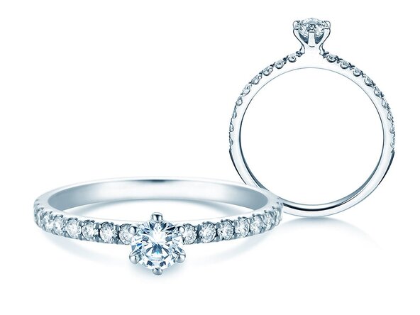Anello di Fidanzamento Classic Pavé in 14K oro bianco con diamanti 0,50ct G/SI