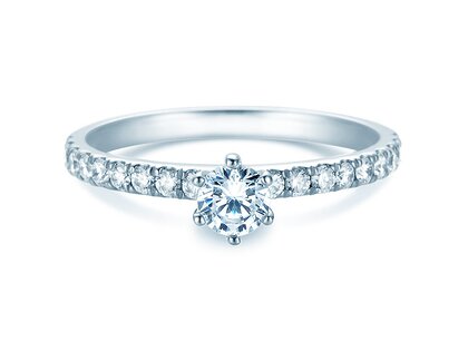 Anello di Fidanzamento Classic Pavé in 18K oro bianco con diamanti 0,60ct G/SI