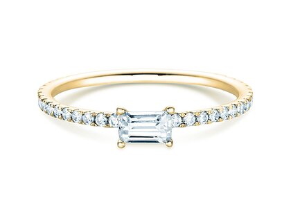 Anello di Fidanzamento Emerald-Cut in 14K oro giallo con diamanti 0,46ct G/VS