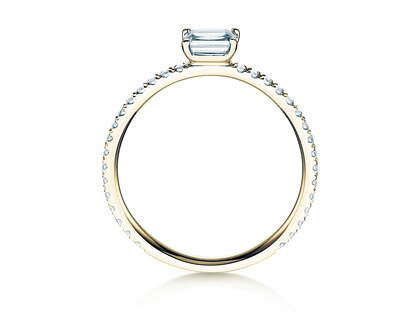 Anello di Fidanzamento Emerald-Cut in 14K oro giallo con diamanti 0,46ct G/VS