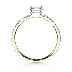 Anello di Fidanzamento Emerald-Cut in 14K oro giallo con diamanti 0,46ct G/VS
