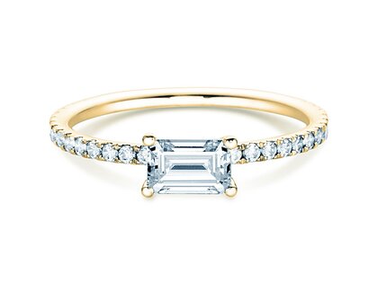 Anello di Fidanzamento Emerald-Cut in oro giallo