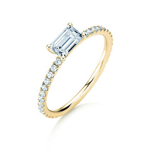 Anello di Fidanzamento Emerald-Cut in oro giallo