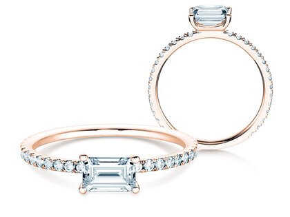 Anello di Fidanzamento Emerald-Cut in oro rosa
