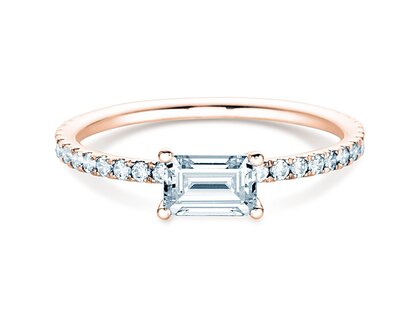 Anello di Fidanzamento Emerald-Cut in oro rosa