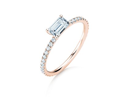 Anello di Fidanzamento Emerald-Cut in oro rosa