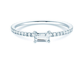 Anello di Fidanzamento Emerald-Cut in 14K oro bianco con diamanti 0,46ct G/VS