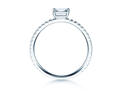 Anello di Fidanzamento Emerald-Cut in 14K oro bianco con diamanti 0,46ct G/VS