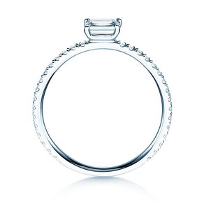 Anello di Fidanzamento Emerald-Cut in 14K oro bianco con diamanti 0,46ct G/VS