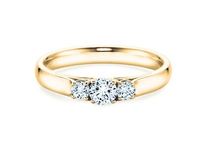 Anello di Fidanzamento 3 Stones in 14K oro giallo con diamanti 0,40ct G/SI