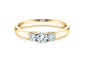 Anello di Fidanzamento 3 Stones in 14K oro giallo con diamanti 0,40ct G/SI