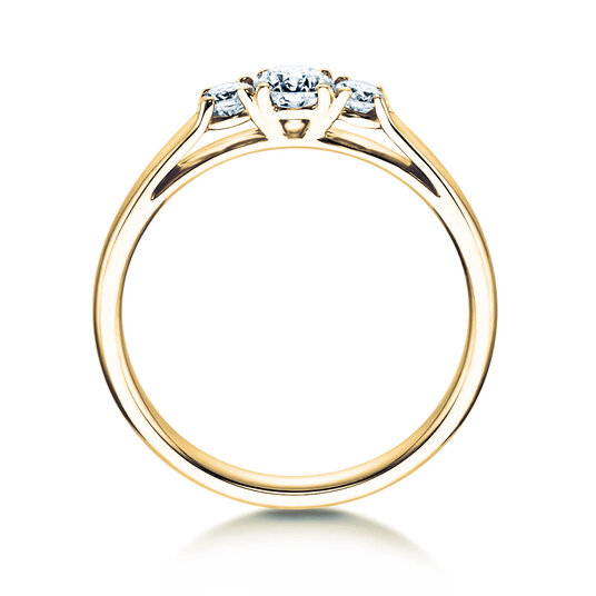 Anello di Fidanzamento 3 Stones in 9K oro giallo
