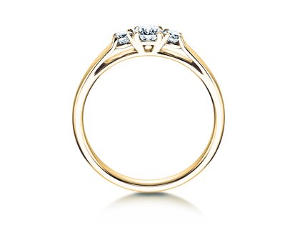 Anello di Fidanzamento 3 Stones in 14K oro giallo con diamanti 0,40ct G/SI