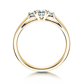 Anello di Fidanzamento 3 Stones in 14K oro giallo con diamanti 0,40ct G/SI