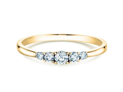 Anello di Fidanzamento 5 Diamonds in 14K oro giallo con diamanti 0,15ct G/SI