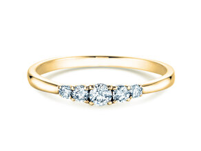 Anello di Fidanzamento 5 Diamonds in 14K oro giallo con diamanti 0,15ct G/SI
