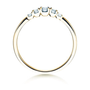 Anello di Fidanzamento 5 Diamonds in 14K oro giallo con diamanti 0,15ct G/SI