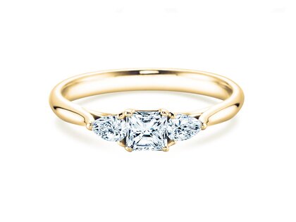 Anello di Fidanzamento Vivid Asscher in 14K oro giallo con diamanti 0,53ct G/SI