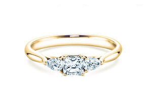 Anello di Fidanzamento Vivid Asscher in 14K oro giallo con diamanti 0,53ct G/SI