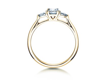 Anello di Fidanzamento Vivid Asscher in 14K oro giallo con diamanti 0,53ct G/SI