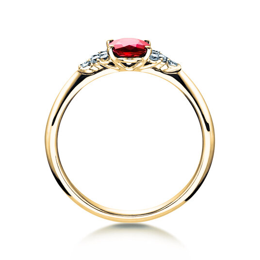 Anello di Fidanzamento  in 9K oro giallo con rubino 1,00ct e diamanti 0,12ct
