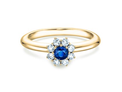 Anello di Fidanzamento Lovely in 14K oro giallo con zaffiro 0,33ct e diamanti 0,40ct