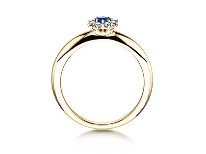 Anello di Fidanzamento Lovely in 14K oro giallo con zaffiro 0,33ct e diamanti 0,40ct