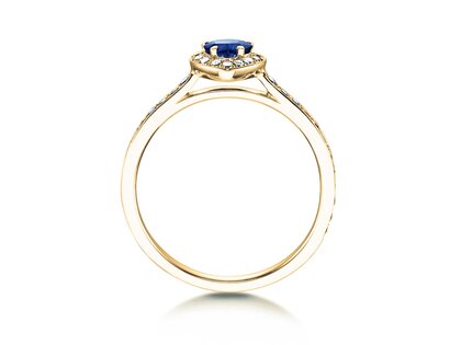 Anello di Fidanzamento Heart Saphir in 14K oro giallo con zaffiro 0,25ct e diamanti 0,34ct