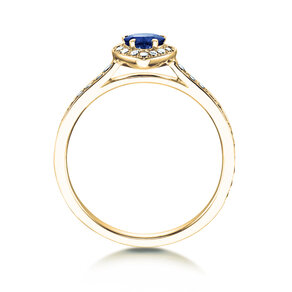 Anello di Fidanzamento Heart Saphir in 14K oro giallo con zaffiro 0,25ct e diamanti 0,34ct