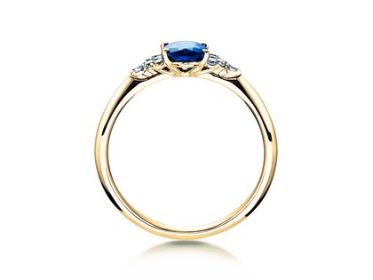 Anello di Fidanzamento Vivid in 14K oro giallo con zaffiro 1,00ct e diamanti 0,12ct