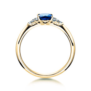 Anello di Fidanzamento Vivid in 14K oro giallo con zaffiro 1,00ct e diamanti 0,12ct
