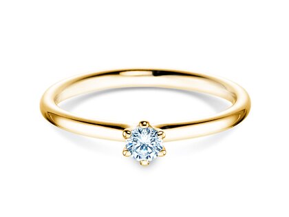 Anello di Fidanzamento Classic 6 in 14K oro giallo con diamante 0,15ct H/SI